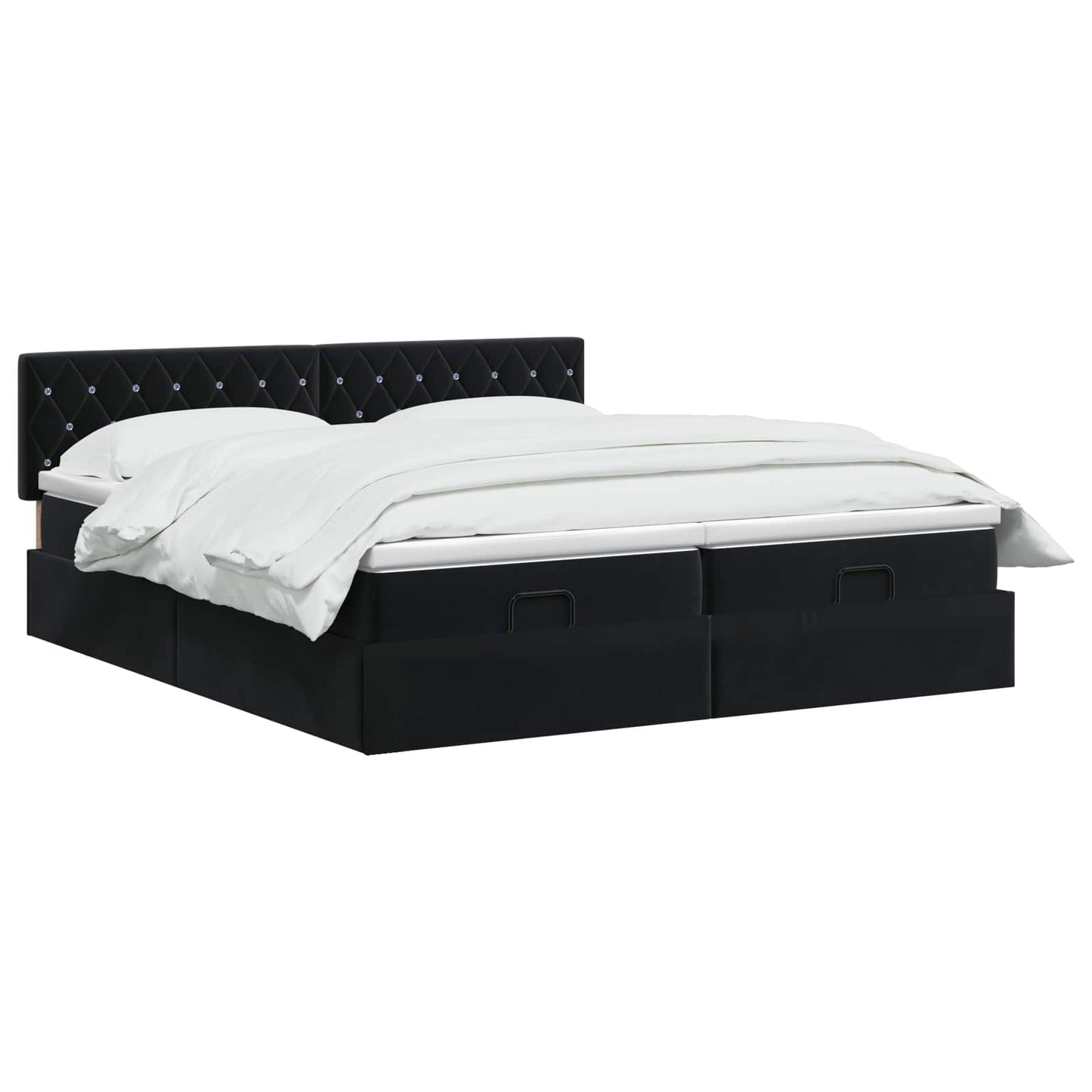 Ottoman Bed met Matrassen en LED Zwart 160 x 200 cm fluweel