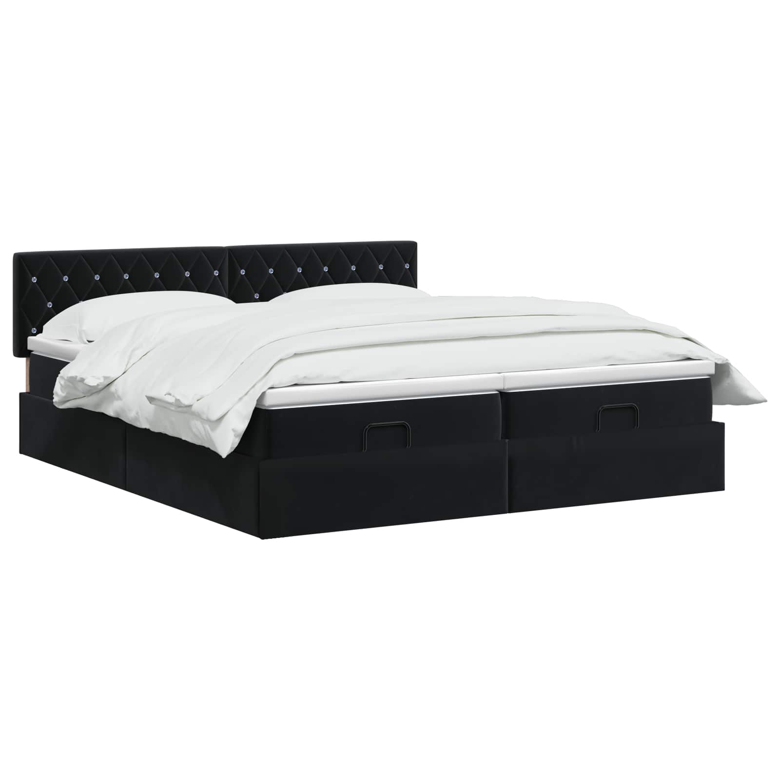 Ottoman Bed met Matrassen en LED Zwart 160 x 200 cm fluweel