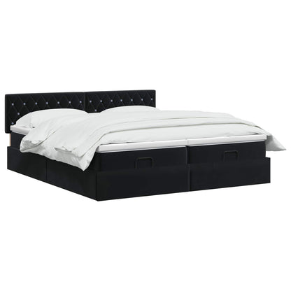 Ottoman Bed met Matrassen en LED Zwart 160 x 200 cm fluweel