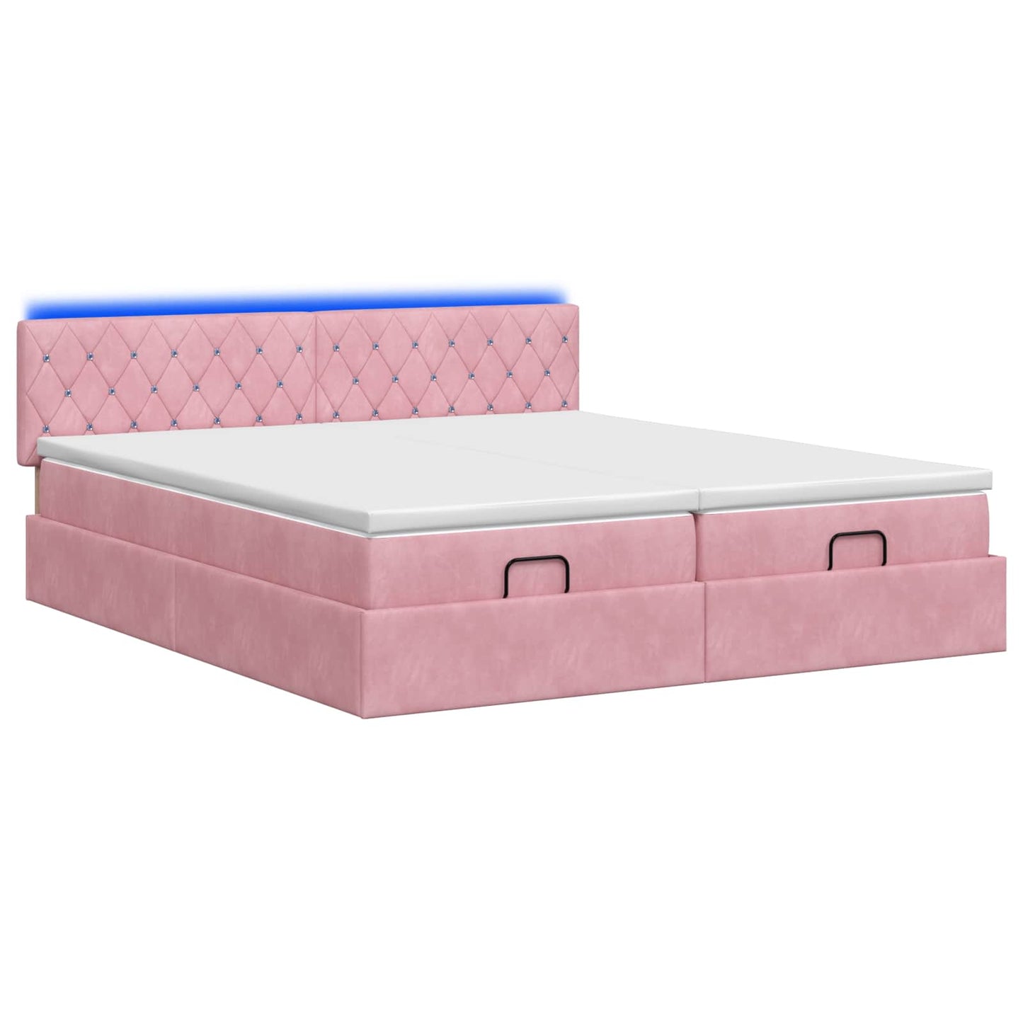 Ottoman Bed met Matrassen en LED Roze 160 x 200 cm fluweel