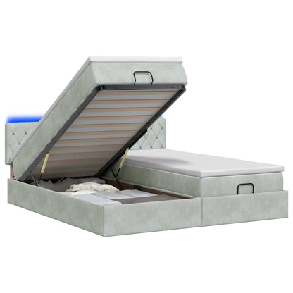 Ottoman Bed met Matrassen en LED Lichtgrijs 180 x 200 cm