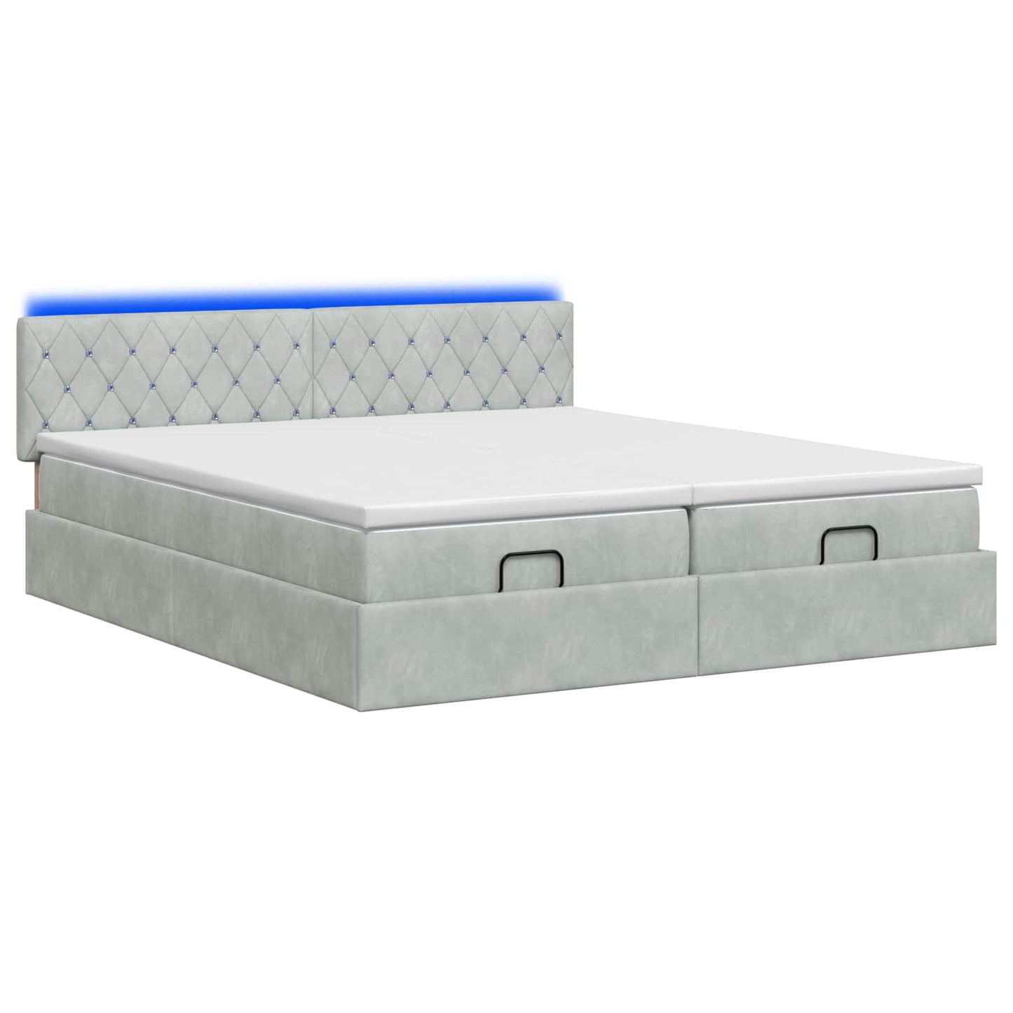 Ottoman Bed met Matrassen en LED Lichtgrijs 180 x 200 cm