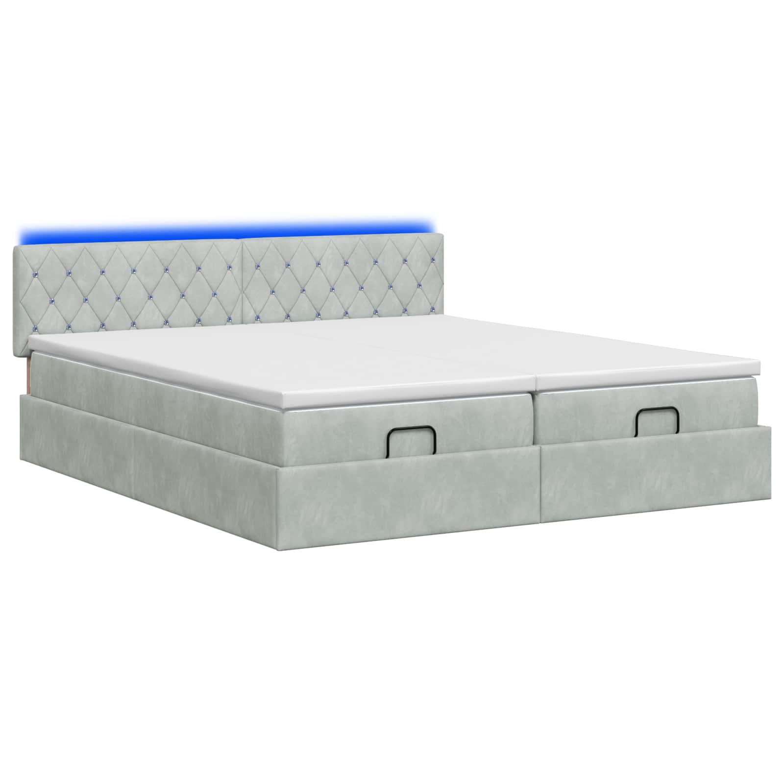 Ottoman Bed met Matrassen en LED Lichtgrijs 180 x 200 cm