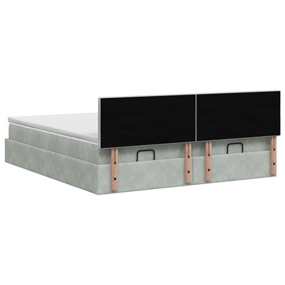 Ottoman Bed met Matrassen en LED Lichtgrijs 180 x 200 cm