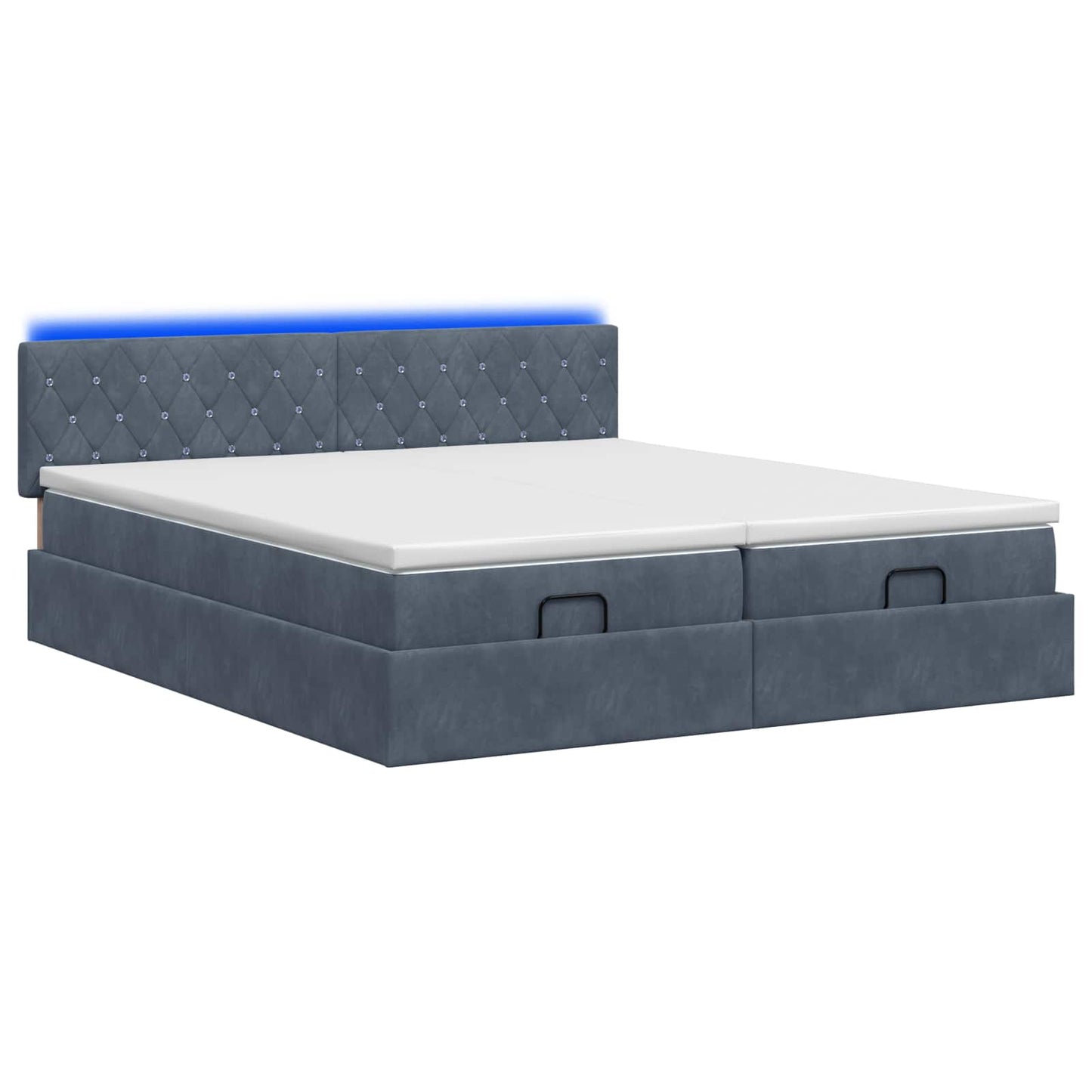 Ottoman Bed met Matrassen en LED Donkergrijs 180 x 200 cm