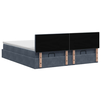 Ottoman Bed met Matrassen en LED Donkergrijs 180 x 200 cm