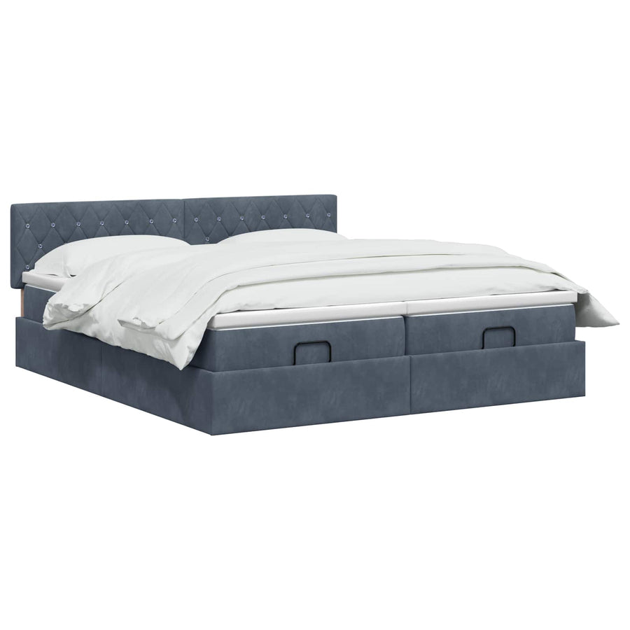 Ottoman Bed met Matrassen en LED Donkergrijs 180 x 200 cm