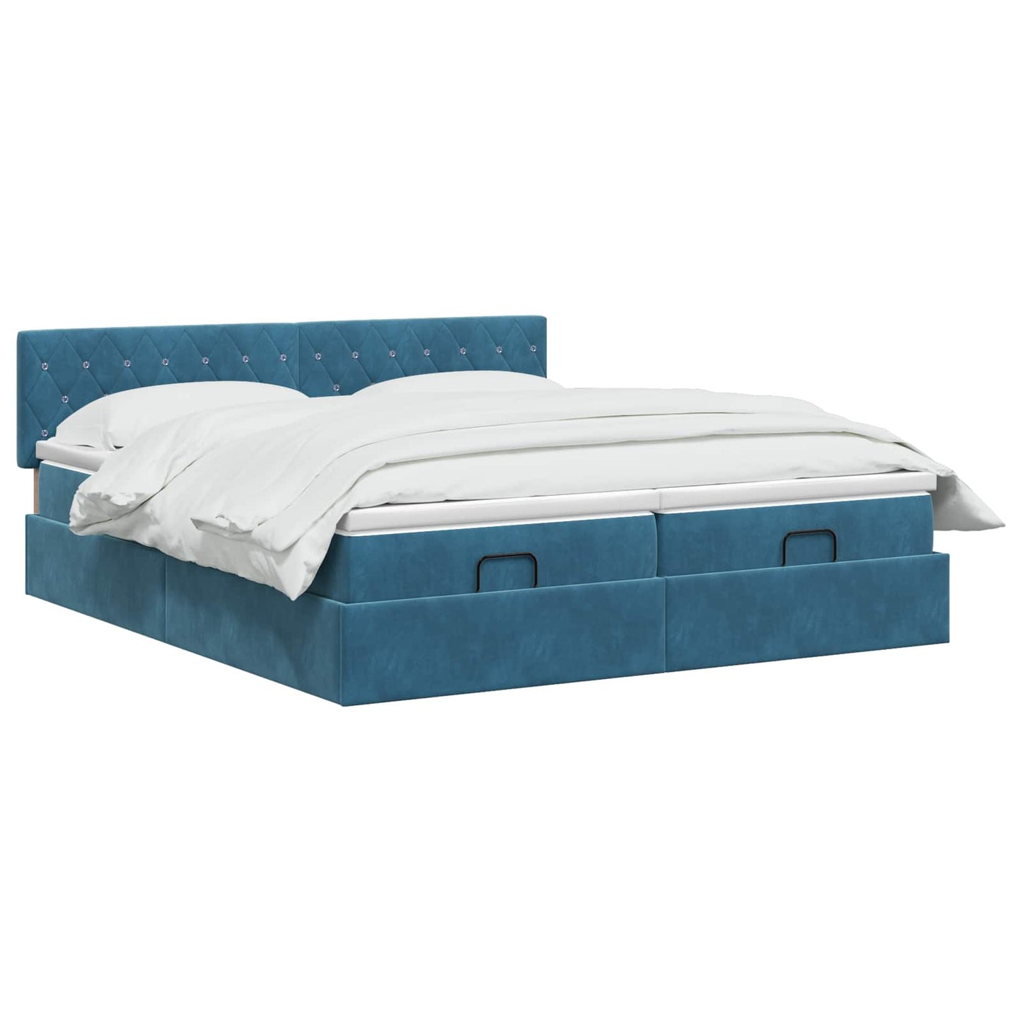 Ottoman Bed met Matrassen en LED Donkerblauw 180 x 200 cm