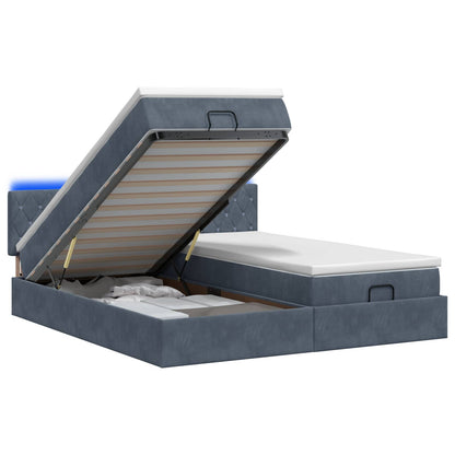 Ottoman Bed met Matrassen en LED Donkergrijs 200 x 200 cm