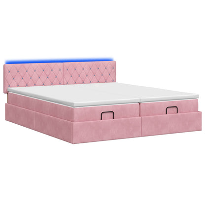 Ottoman Bed met Matrassen en LED Roze 200 x 200 cm fluweel