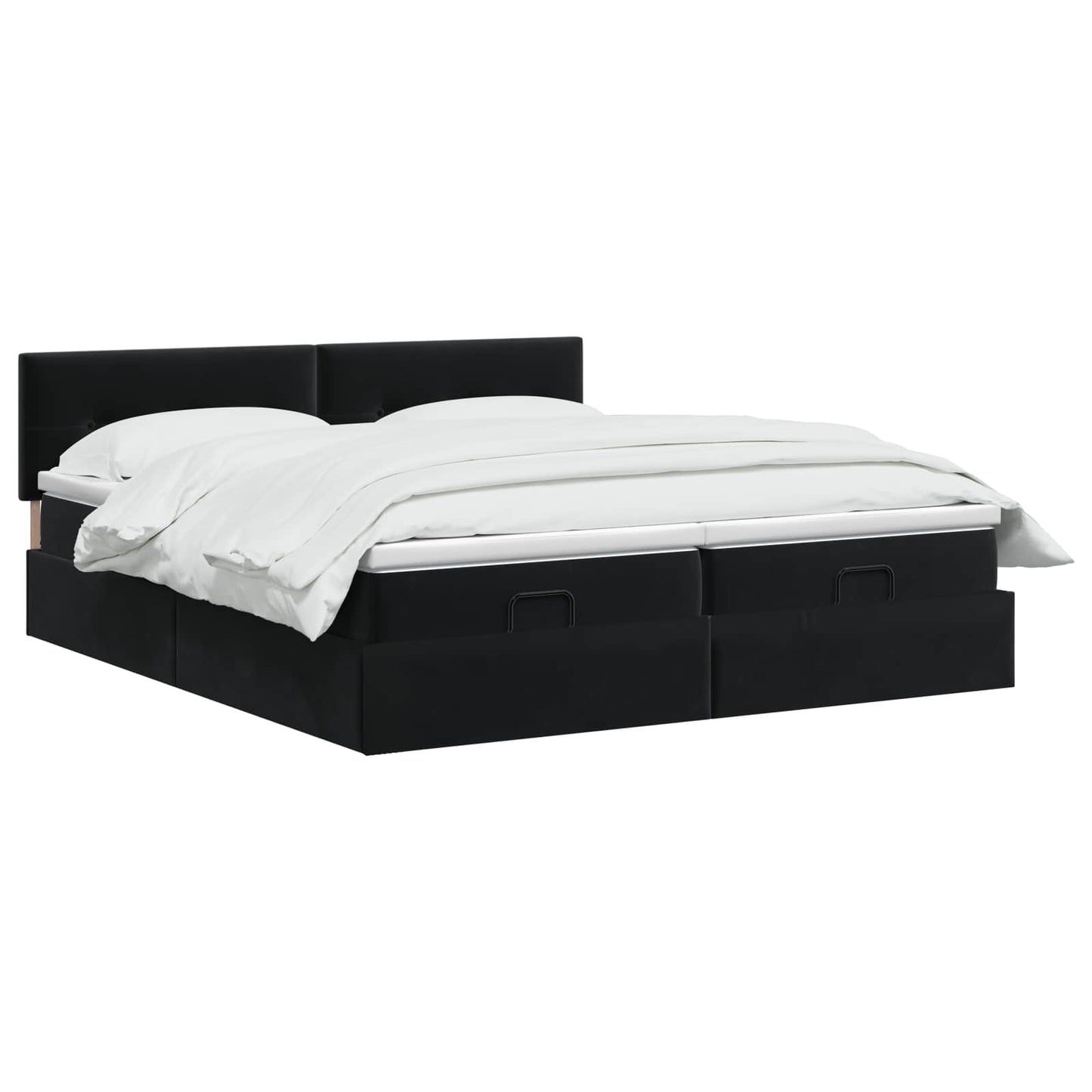 Ottoman Bed met Matrassen en LED Zwart 160 x 200 cm fluweel