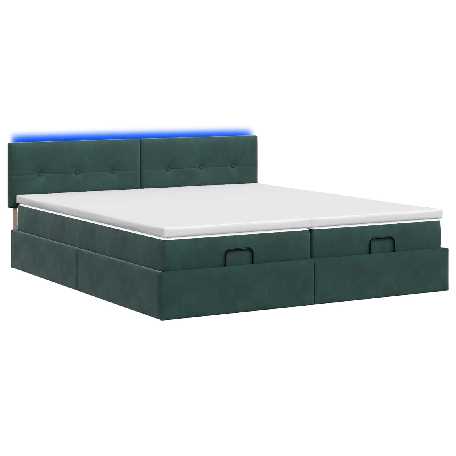 Ottoman Bed met Matrassen en LED Donkergroen 160 x 200 cm