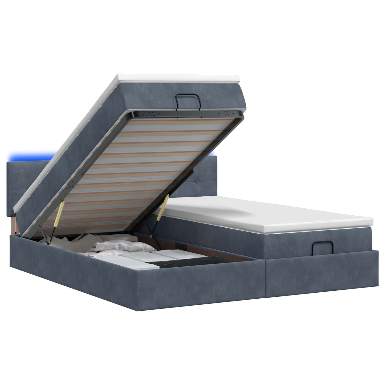 Ottoman Bed met Matrassen en LED Donkergrijs 180 x 200 cm