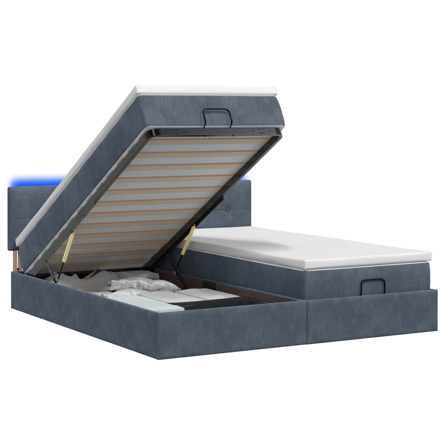 Ottoman Bed met Matrassen en LED Donkergrijs 180 x 200 cm
