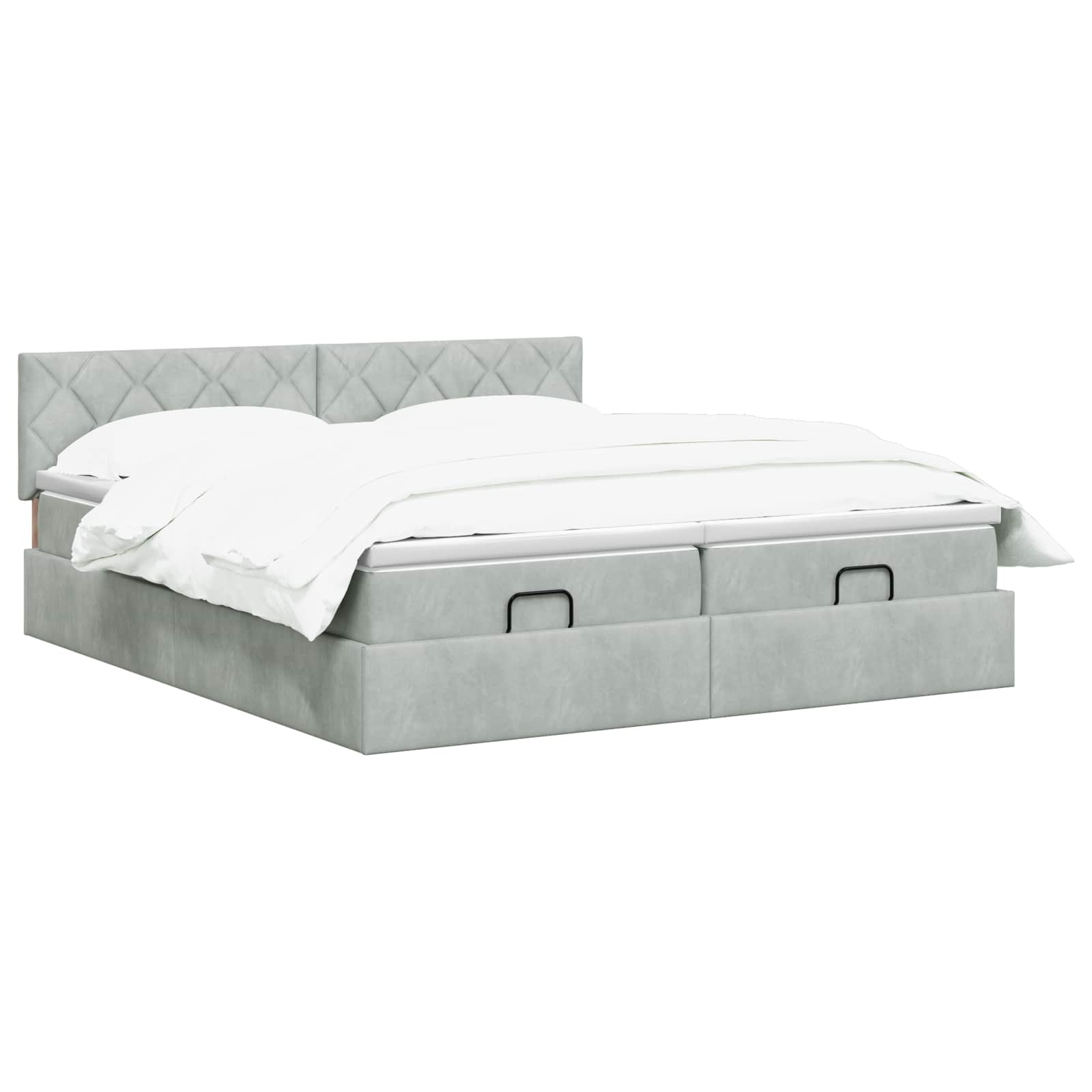 Ottoman Bed met Matrassen en LED Lichtgrijs 160 x 200 cm
