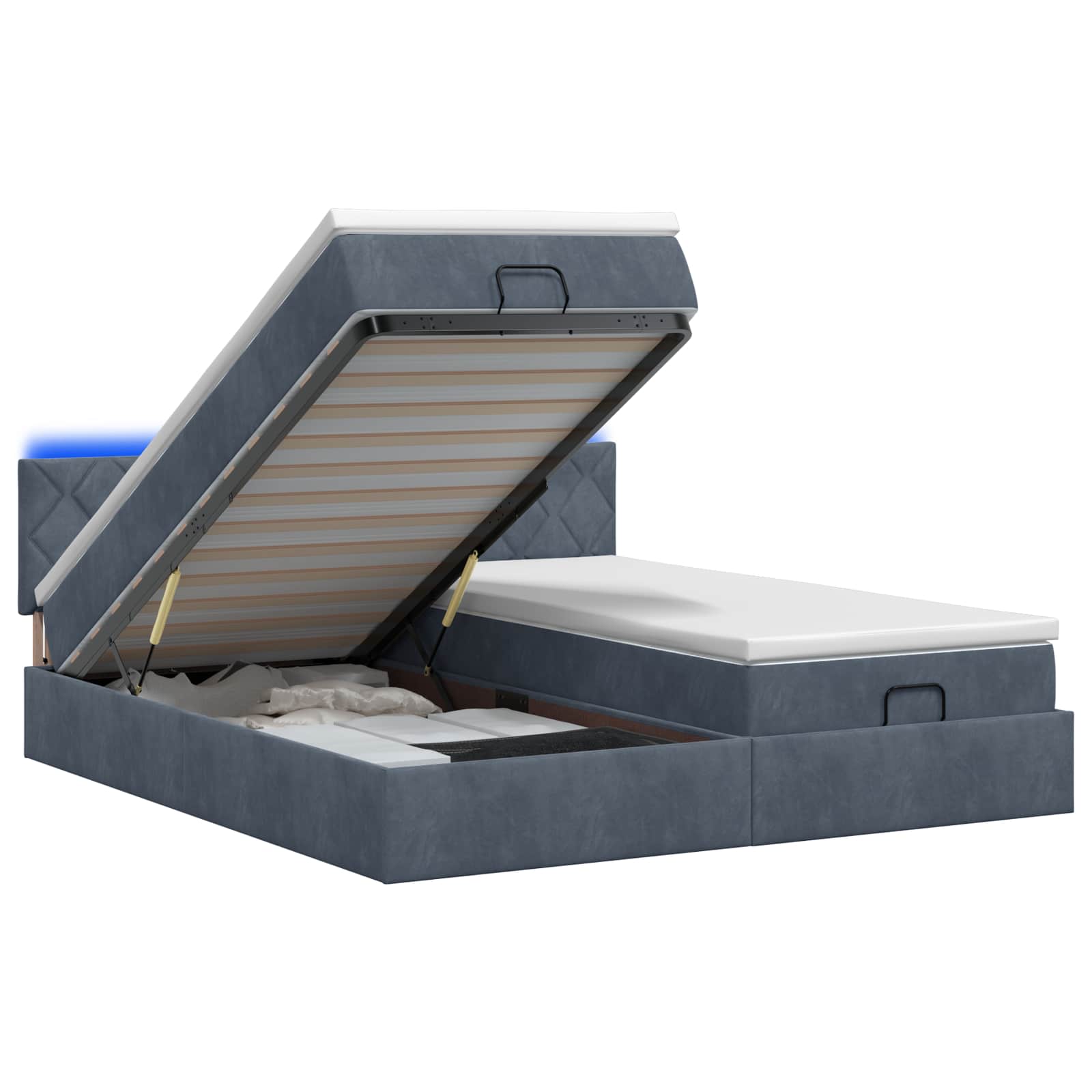 Ottoman Bed met Matrassen en LED Donkergrijs 160 x 200 cm