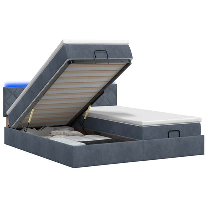 Ottoman Bed met Matrassen en LED Donkergrijs 160 x 200 cm