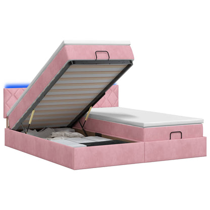 Ottoman Bed met Matrassen en LED Roze 160 x 200 cm fluweel