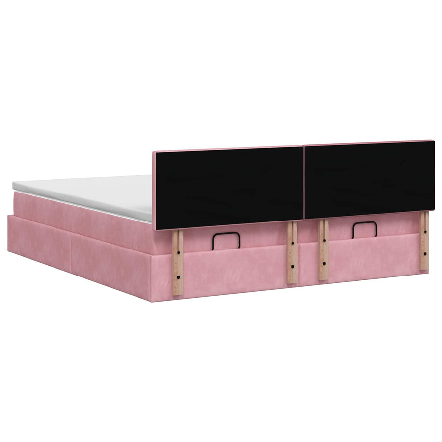 Ottoman Bed met Matrassen en LED Roze 160 x 200 cm fluweel