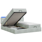 Ottoman bed 180x200 cm lichtgrijs met matras en LED