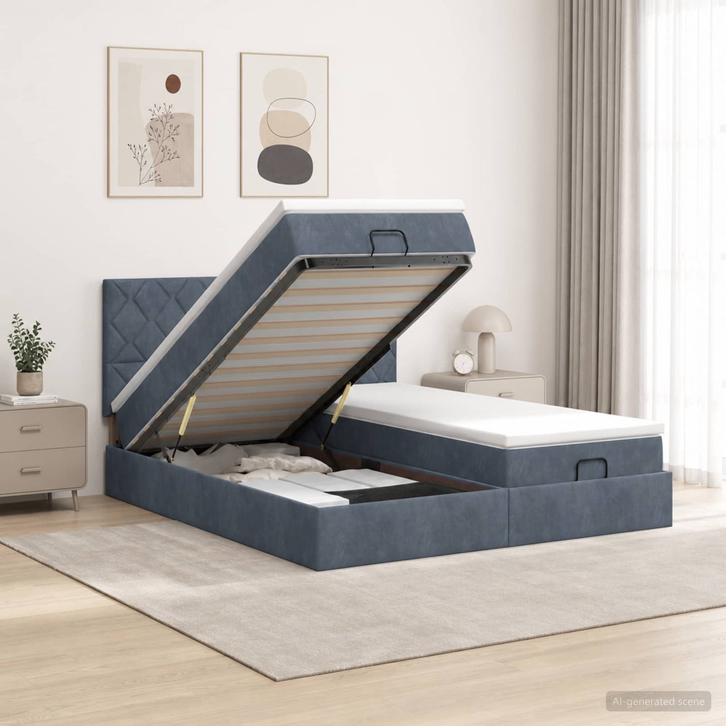 Ottoman bed met matras met hoofdeinde 2 st Donkergrijs Fluweel