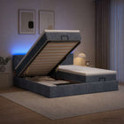 Ottoman bed 160x200 cm donkergrijs met opbergruimte en led