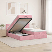 Ottoman bed met opbergruimte 203x200 cm roze fluweel