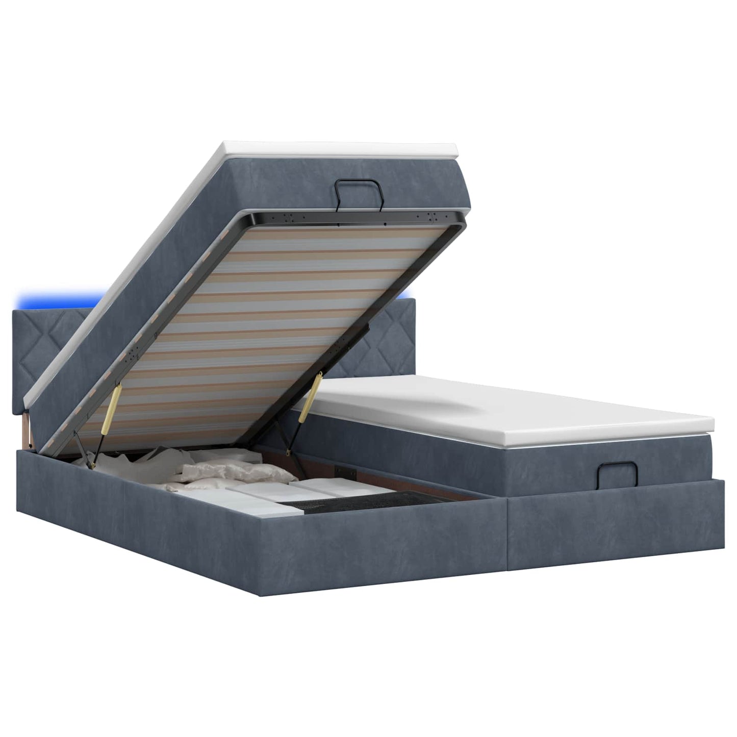 Ottoman Bed met Matrassen en LED Donkergrijs 200 x 200 cm