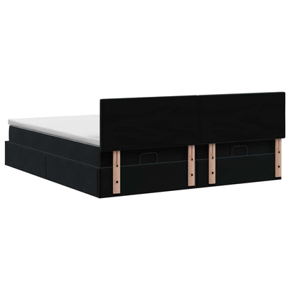 Ottoman Bed met Matrassen en LED Zwart 200 x 200 cm fluweel