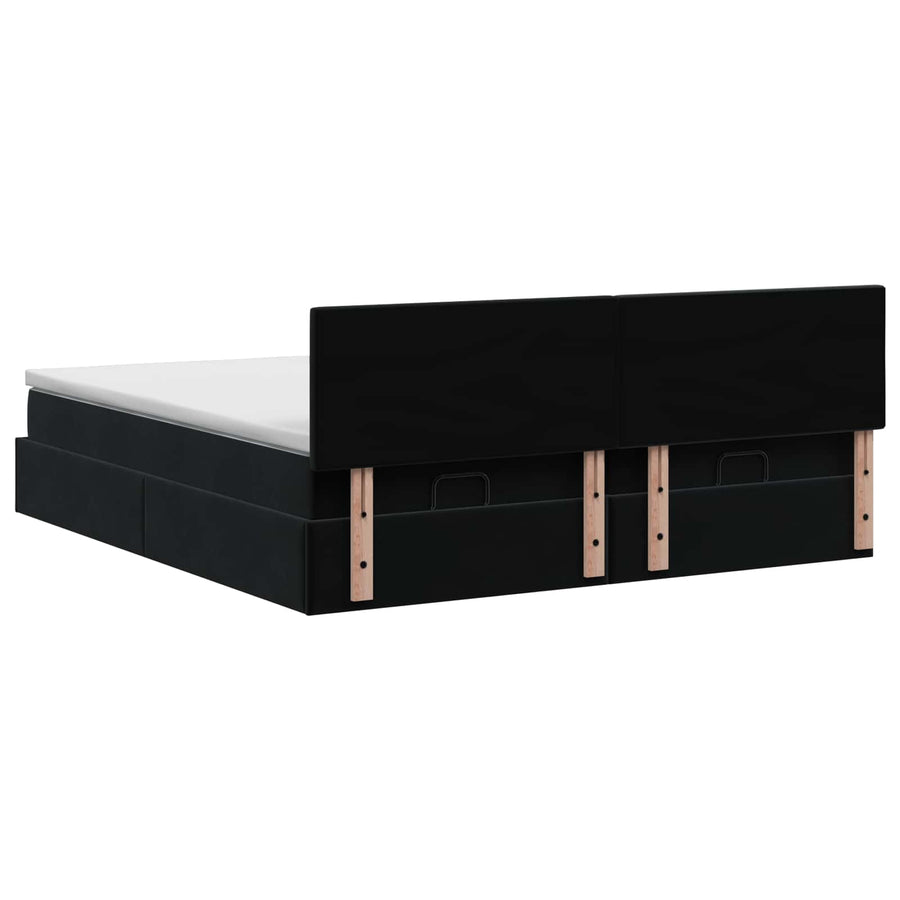 Ottoman Bed met Matrassen en LED Zwart 200 x 200 cm fluweel