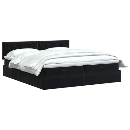 Ottoman Bed met Matrassen en LED Zwart 200 x 200 cm fluweel