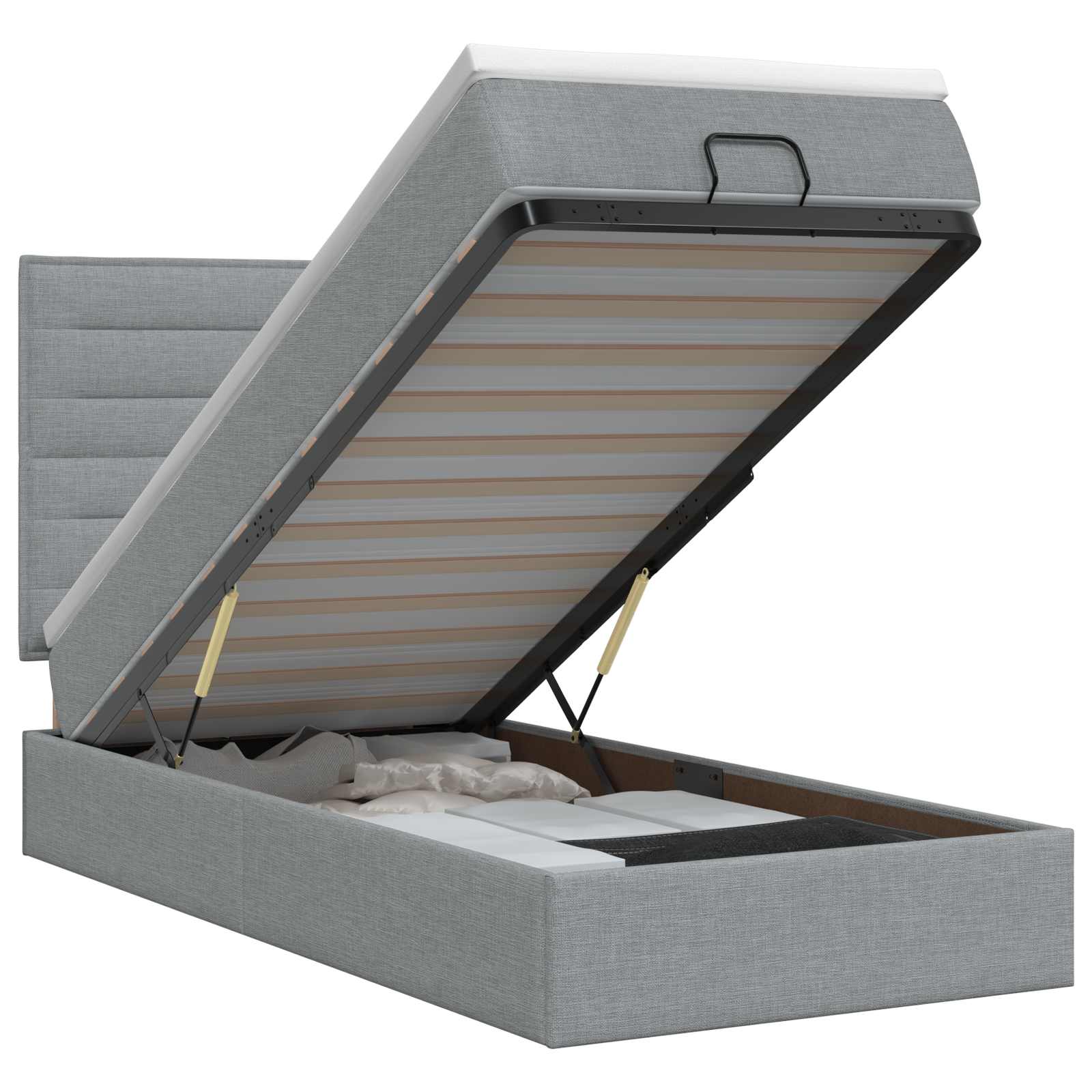 Ottoman bed met matras Lichtgrijs 80 x 200 cm Stof