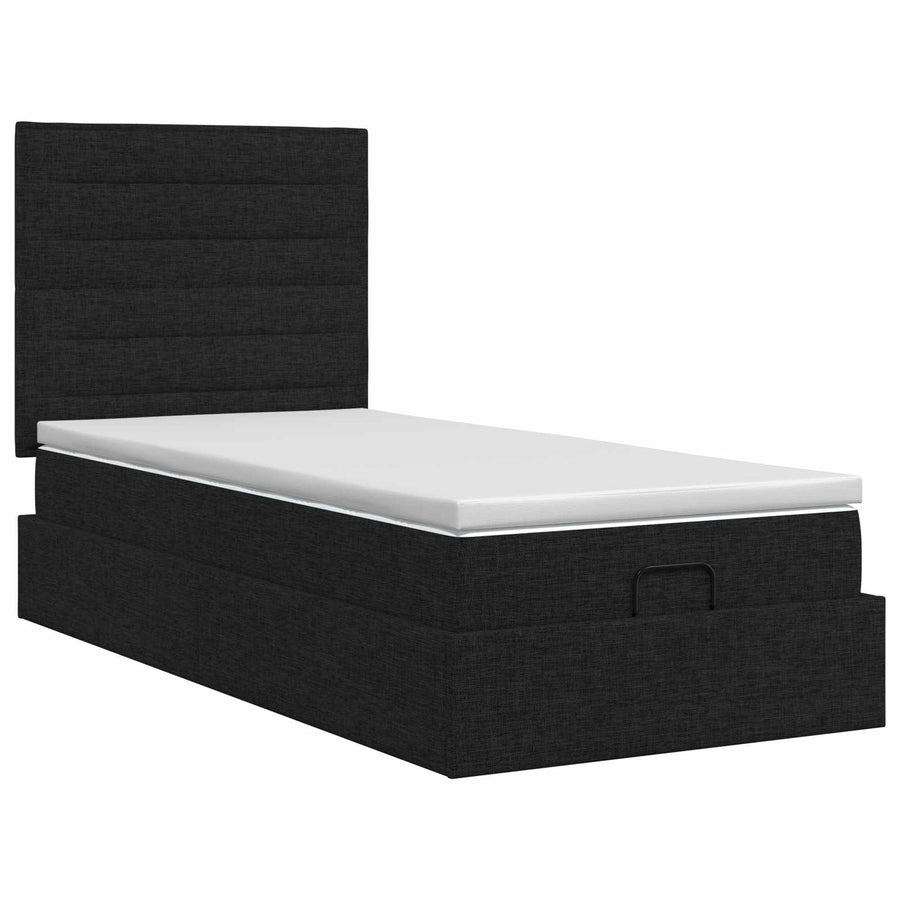 Ottoman bed met matras met hoofdeinde Zwart 80 x 200 cm Stof