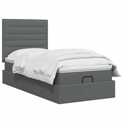 Ottoman bed met matras Donkergrijs 90 x 190 cm Stof