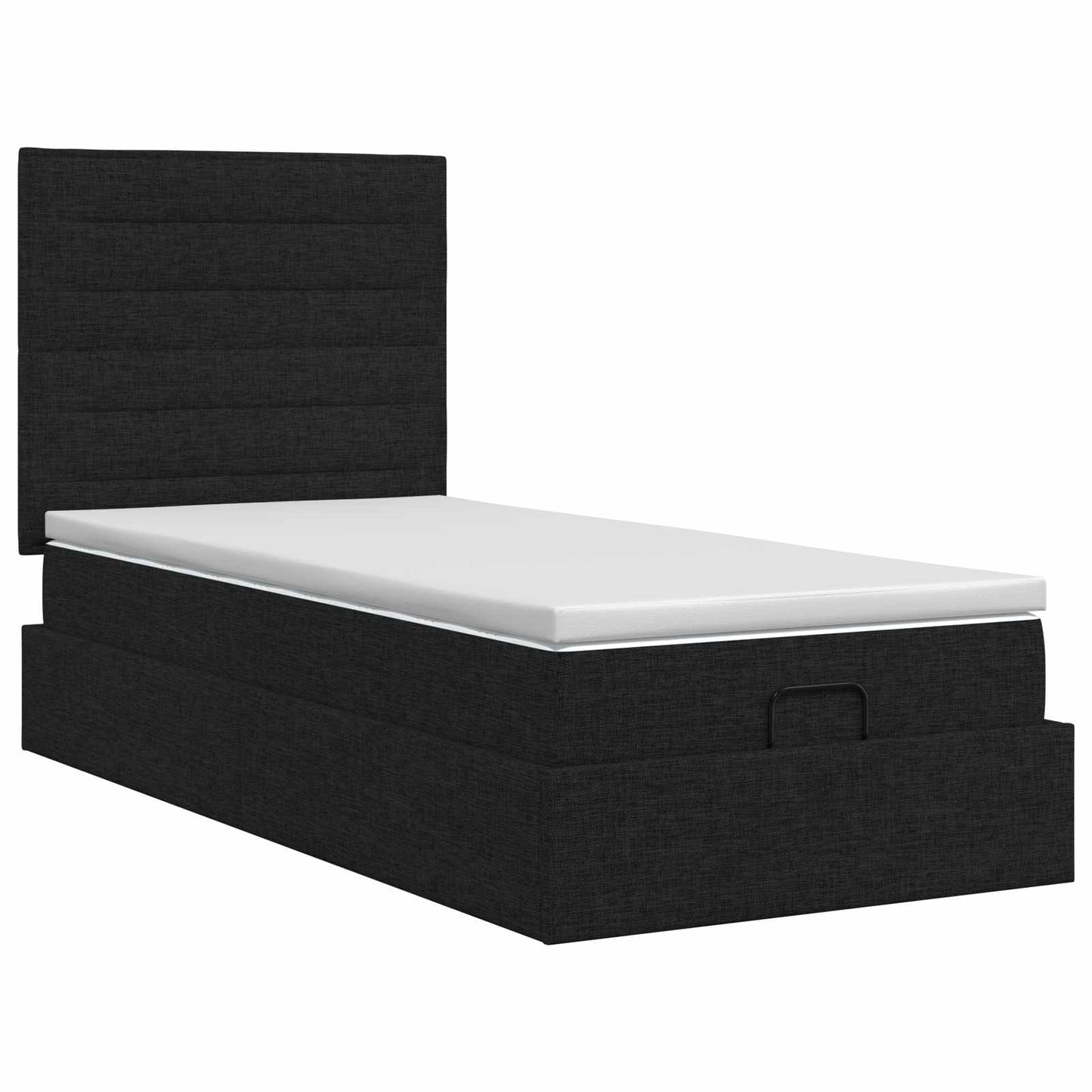 Ottoman bed met matras met hoofdeinde Zwart 90 x 190 cm Stof