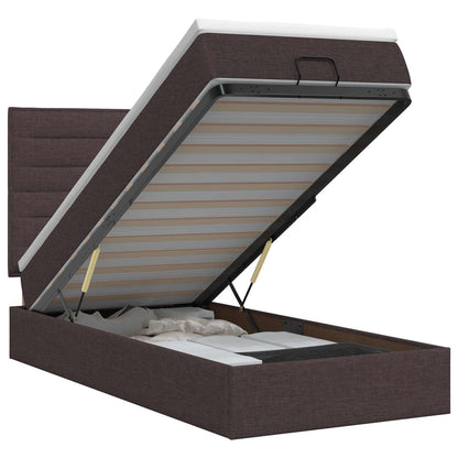 Ottoman bed met matras Donkerbruin 90 x 190 cm Stof
