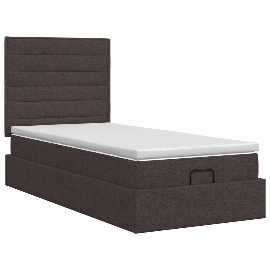 Ottoman bed met matras Donkerbruin 90 x 190 cm Stof