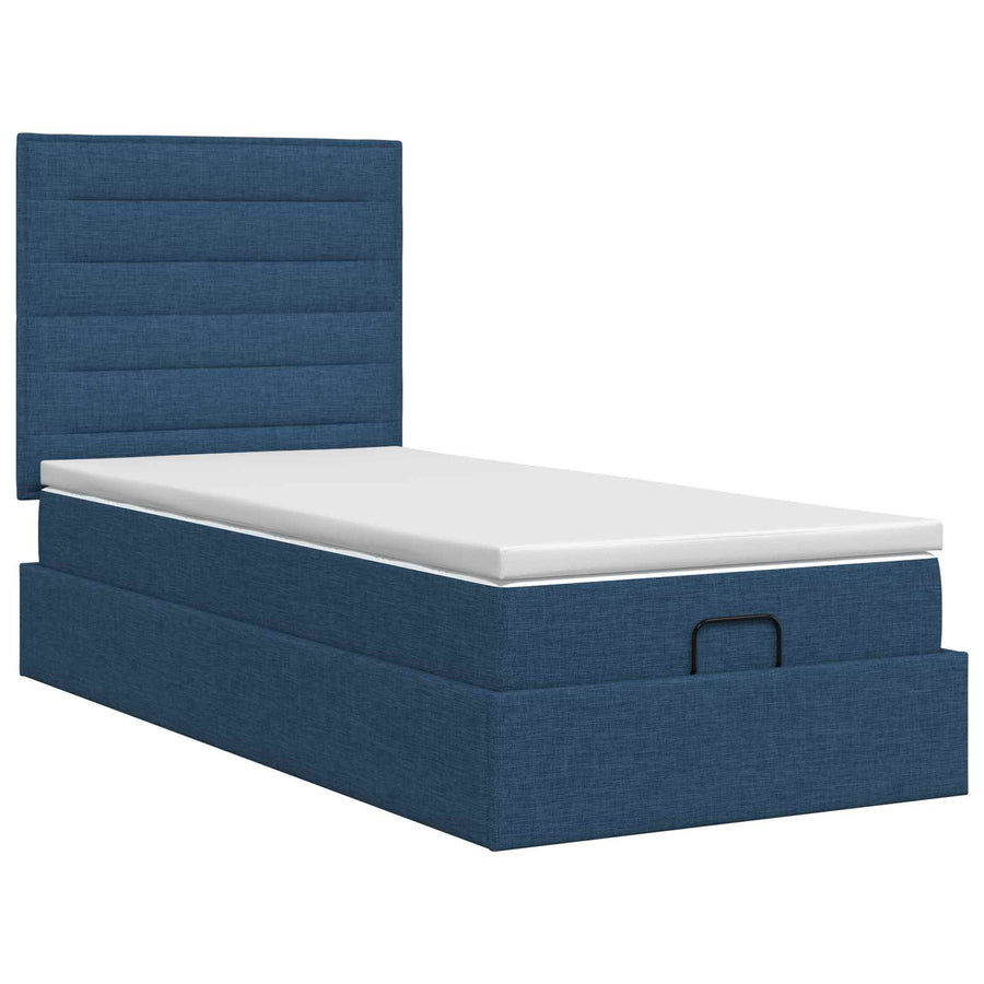 Ottoman bed met matras met hoofdeinde Blauw 90 x 190 cm Stof