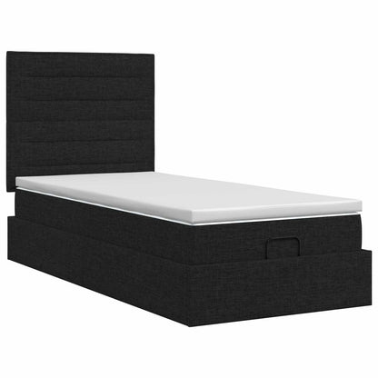 Ottoman bed met matras met hoofdeinde Zwart 90 x 200 cm Stof