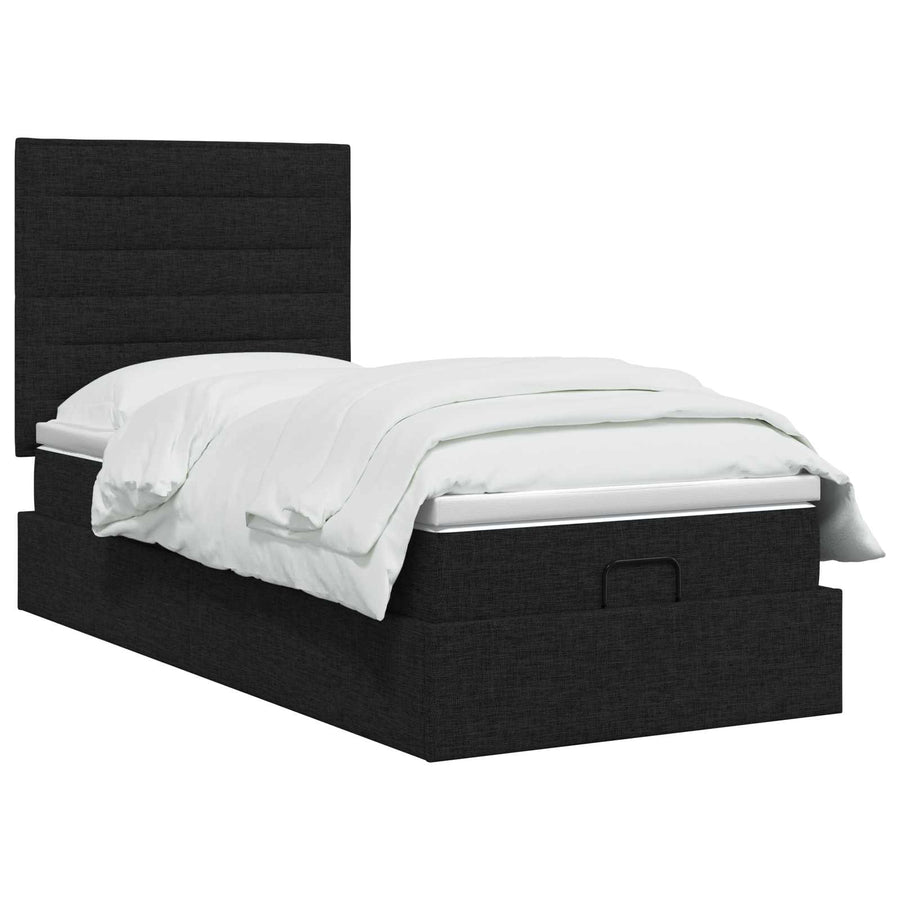 Ottoman bed met matras met hoofdeinde Zwart 90 x 200 cm Stof