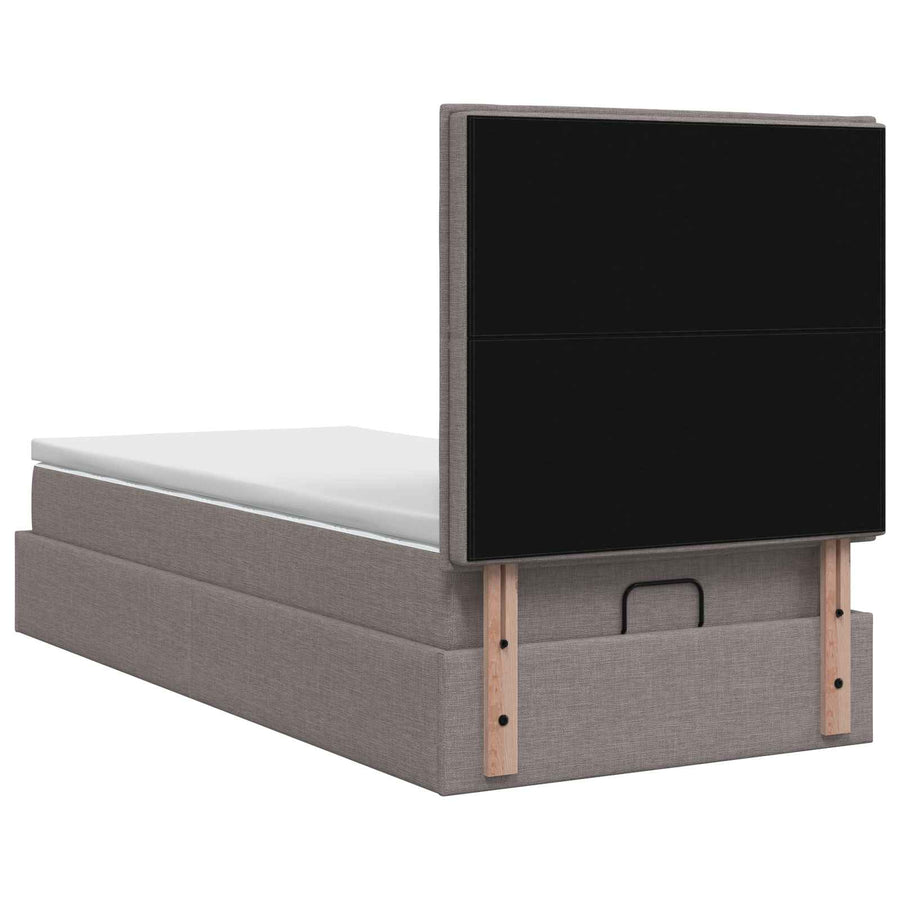 Ottoman bed met matras met hoofdeinde Taupe 90 x 200 cm Stof