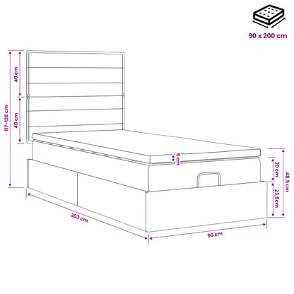 Ottoman bed met matras met hoofdeinde Taupe 90 x 200 cm Stof