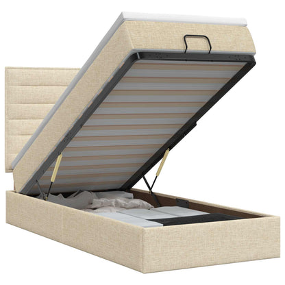 Ottoman bed met matras Crèmekleurig 90 x 200 cm Stof