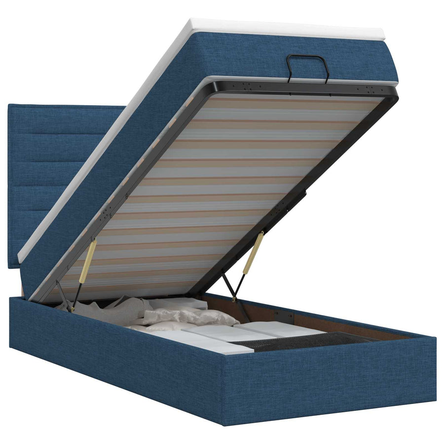 Ottoman bed met matras met hoofdeinde Blauw 90 x 200 cm Stof