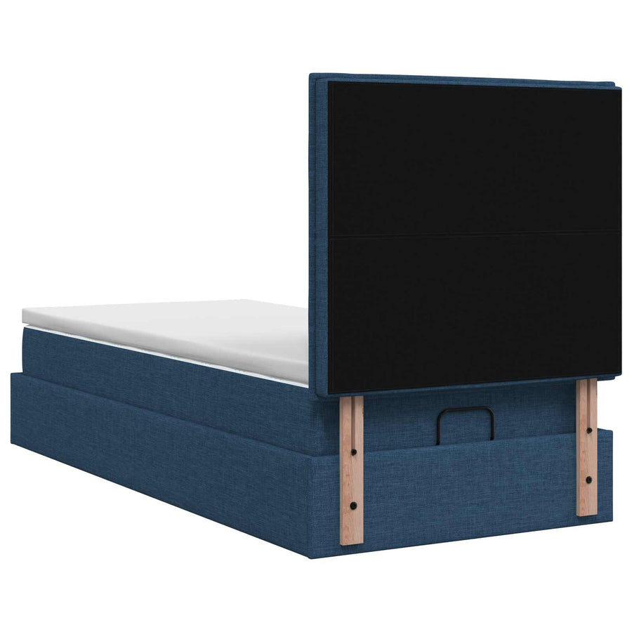 Ottoman bed met matras met hoofdeinde Blauw 90 x 200 cm Stof
