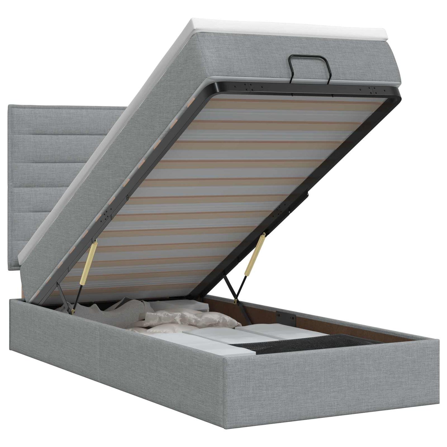 Ottoman bed met matras Lichtgrijs 100 x 200 cm Stof