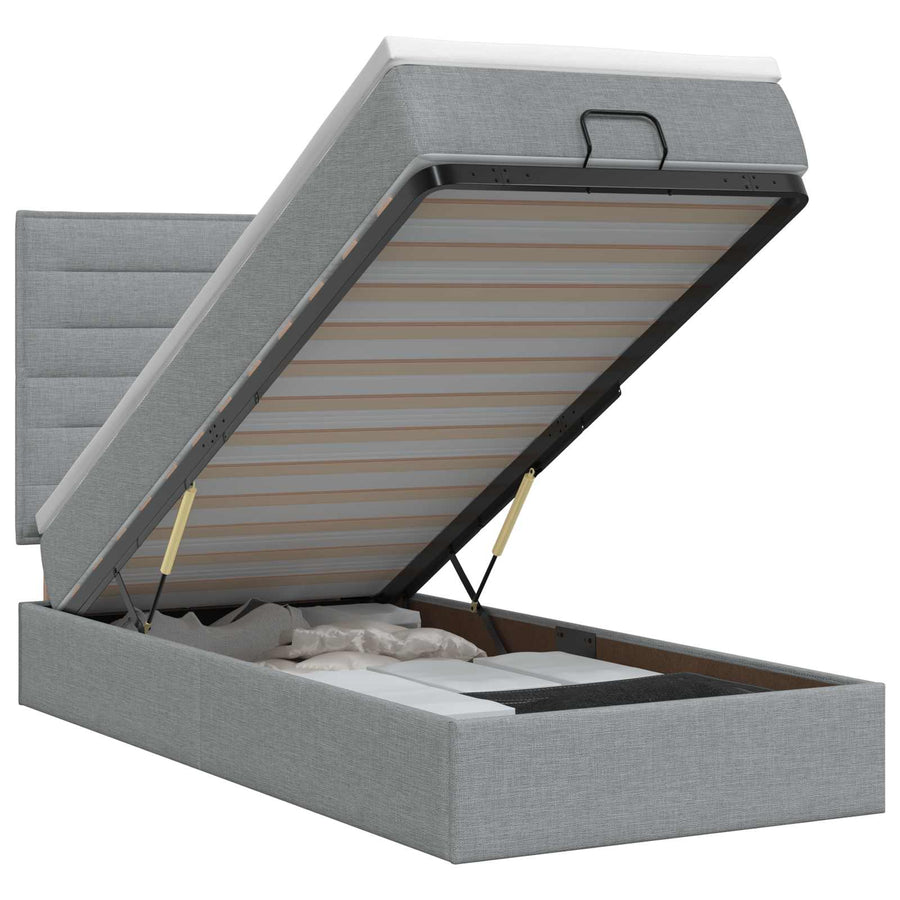 Ottoman bed met matras Lichtgrijs 100 x 200 cm Stof