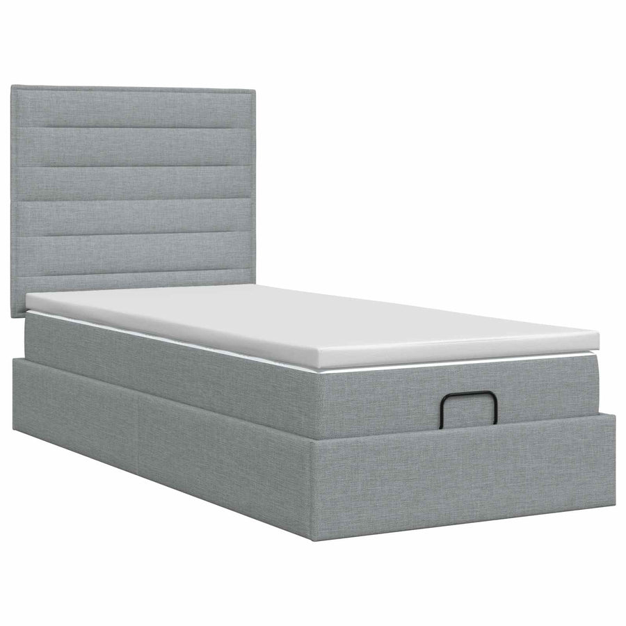 Ottoman bed met matras Lichtgrijs 100 x 200 cm Stof