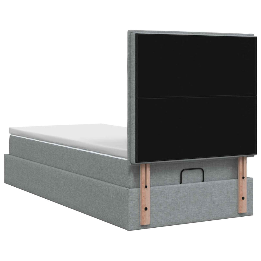Ottoman bed met matras Lichtgrijs 100 x 200 cm Stof