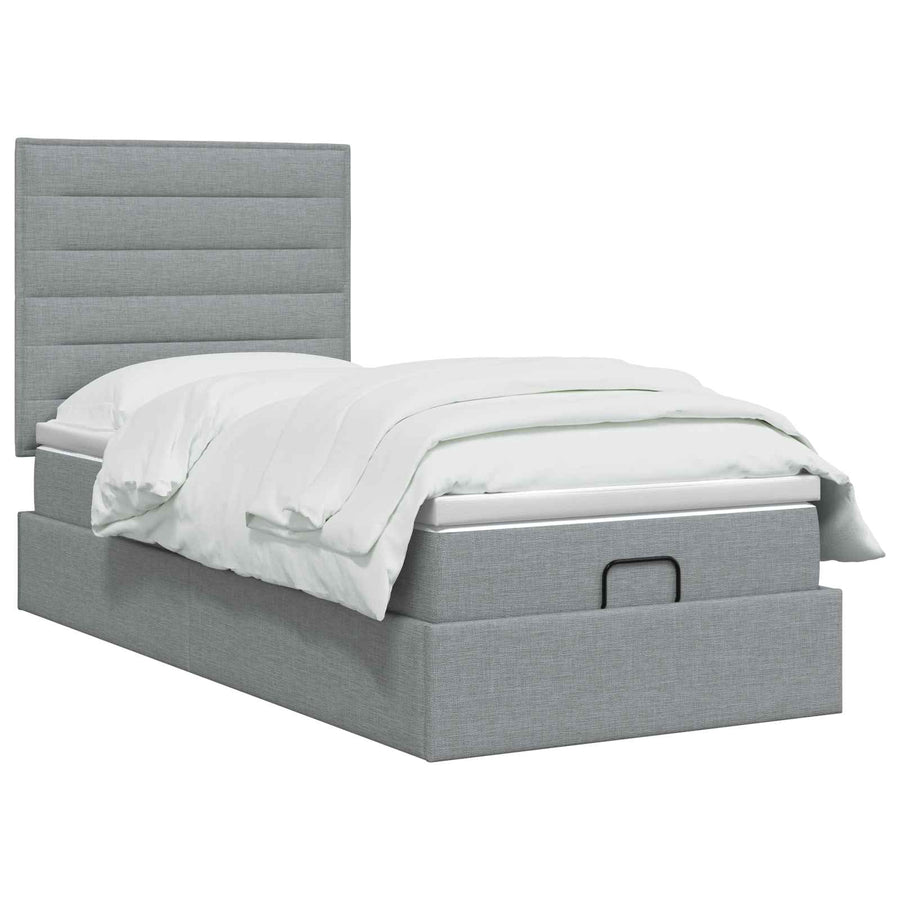 Ottoman bed met matras Lichtgrijs 100 x 200 cm Stof